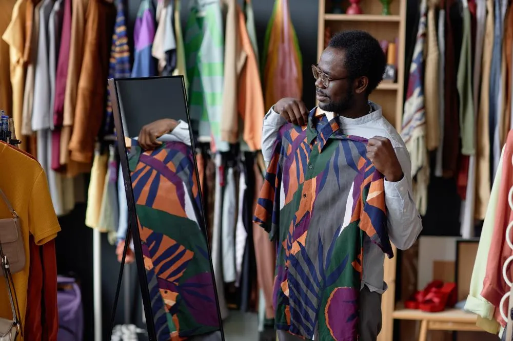 man choosing clothes